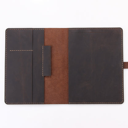 Hand-Made Retro Crazy Horse Leather A5 Manager Folder Business Multifunctional Folder Can Be Customized