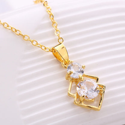Square round zirconium pendant