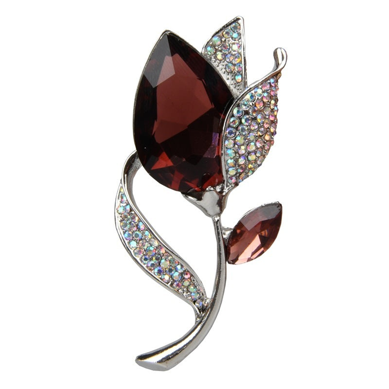 High-End Temperament Crystal Flower Brooch