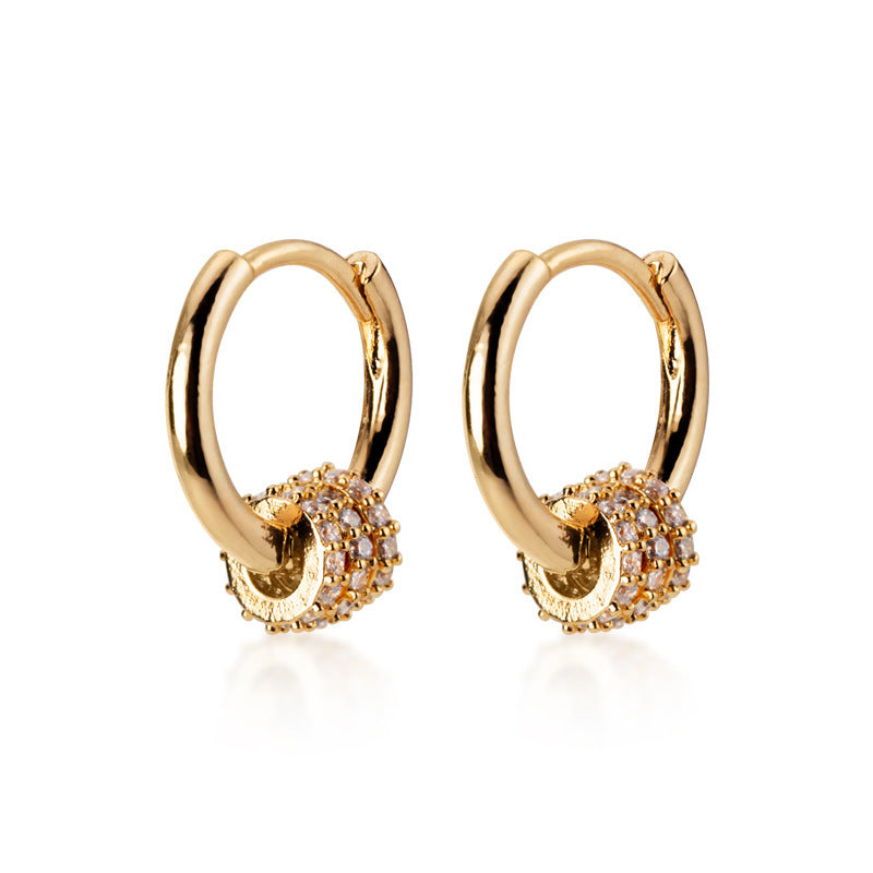 Temperament Sweet Small Circle Earrings Fashion Diamond Geometric Earrings