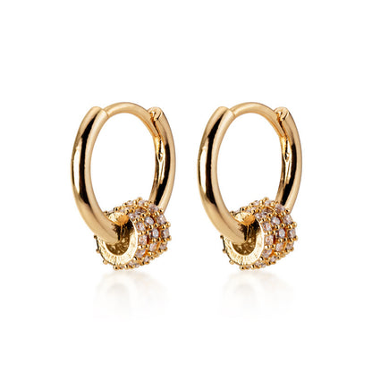 Temperament Sweet Small Circle Earrings Fashion Diamond Geometric Earrings