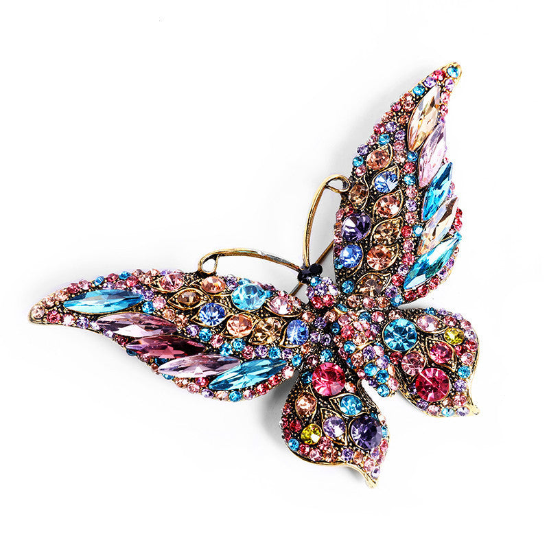 Fashion Animal Crystal Big Butterfly Brooch