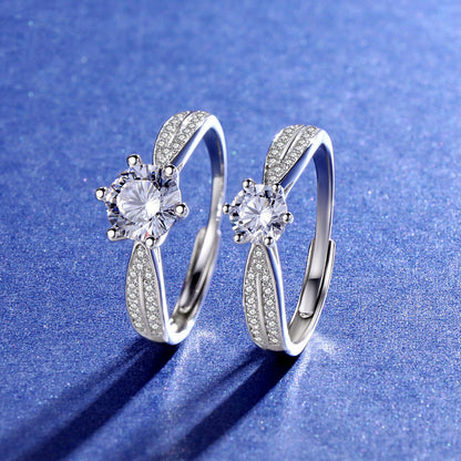 S925 Sterling Silver Micro-inlaid One-carat Moissanite Ring