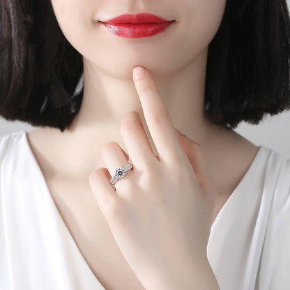 S925 Sterling Silver Micro-inlaid One-carat Moissanite Ring