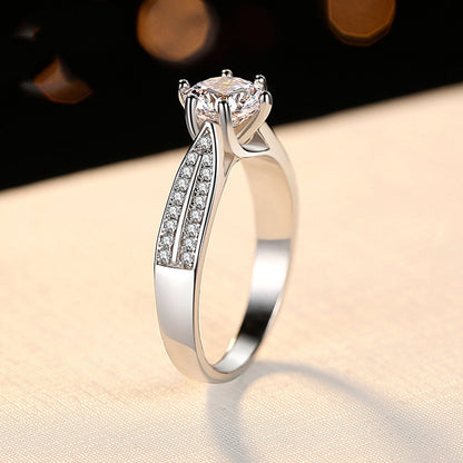 S925 Sterling Silver Micro-inlaid One-carat Moissanite Ring