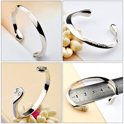 925 Sterling Silver Bracelet Male And Female Students Japanese And Korean Version Of Card SeriesBracelet Simple Edge Silver Bracelet Gift