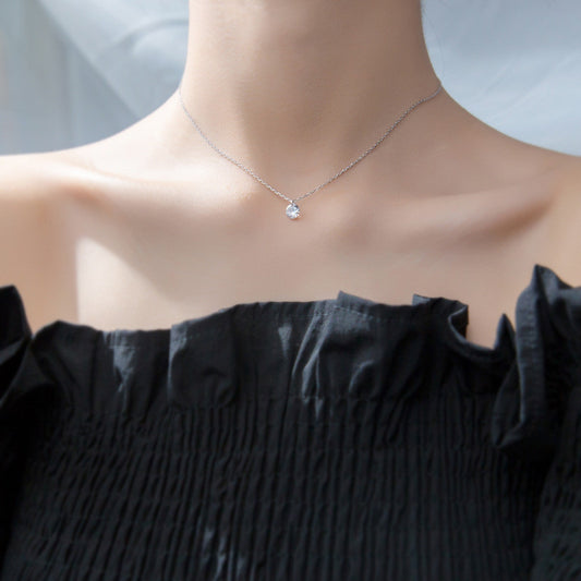 S925 Silver Necklace Pendant Female Diamond Necklace Simple Short Clavicle Chain