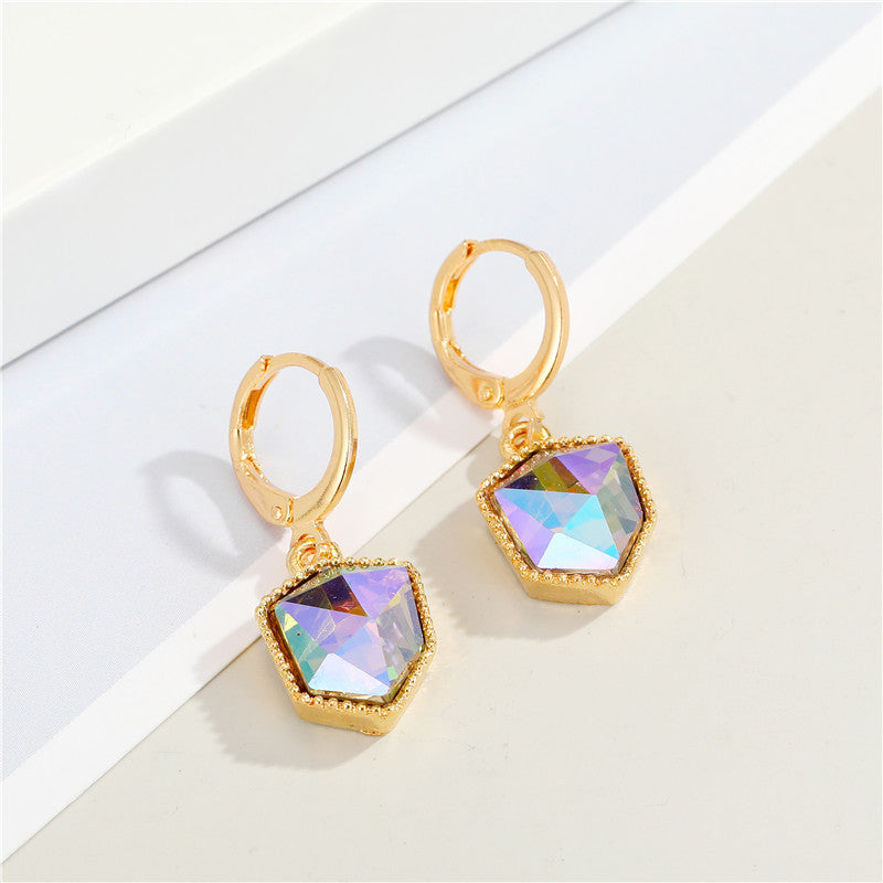 New Colorful Crystal Pendant Hao Stone Necklace Earring Set Fashion Resin Necklace Earrings