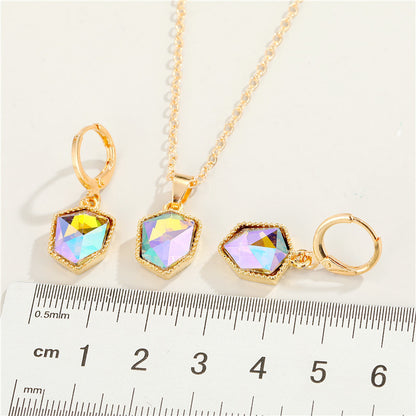New Colorful Crystal Pendant Hao Stone Necklace Earring Set Fashion Resin Necklace Earrings