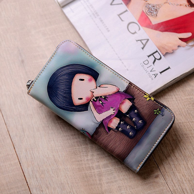 Women's long leather wallet handbags