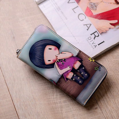 Women's long leather wallet handbags