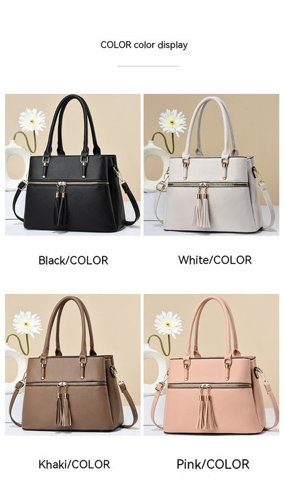 Large Capacity Soft Leather Tassel Shoulder Bag