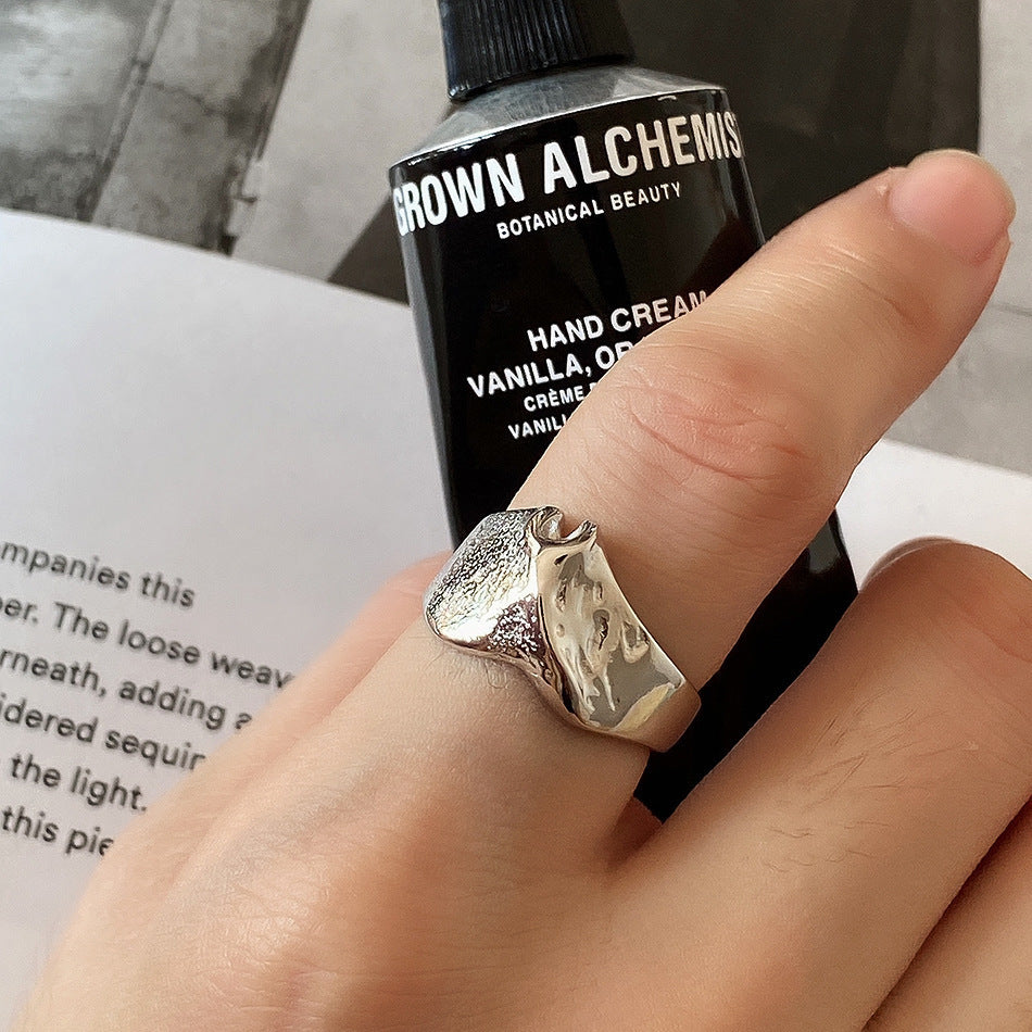 925 Sterling Silver Mottled Mountain Ring Fashion All-matching