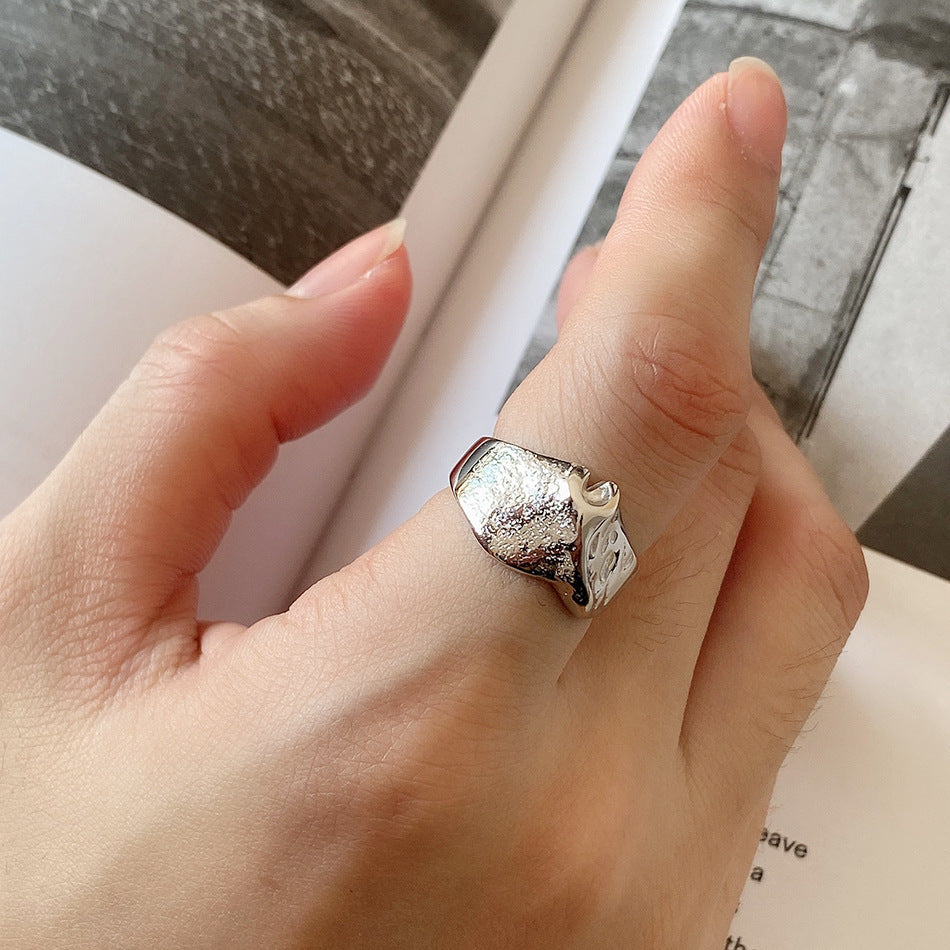 925 Sterling Silver Mottled Mountain Ring Fashion All-matching