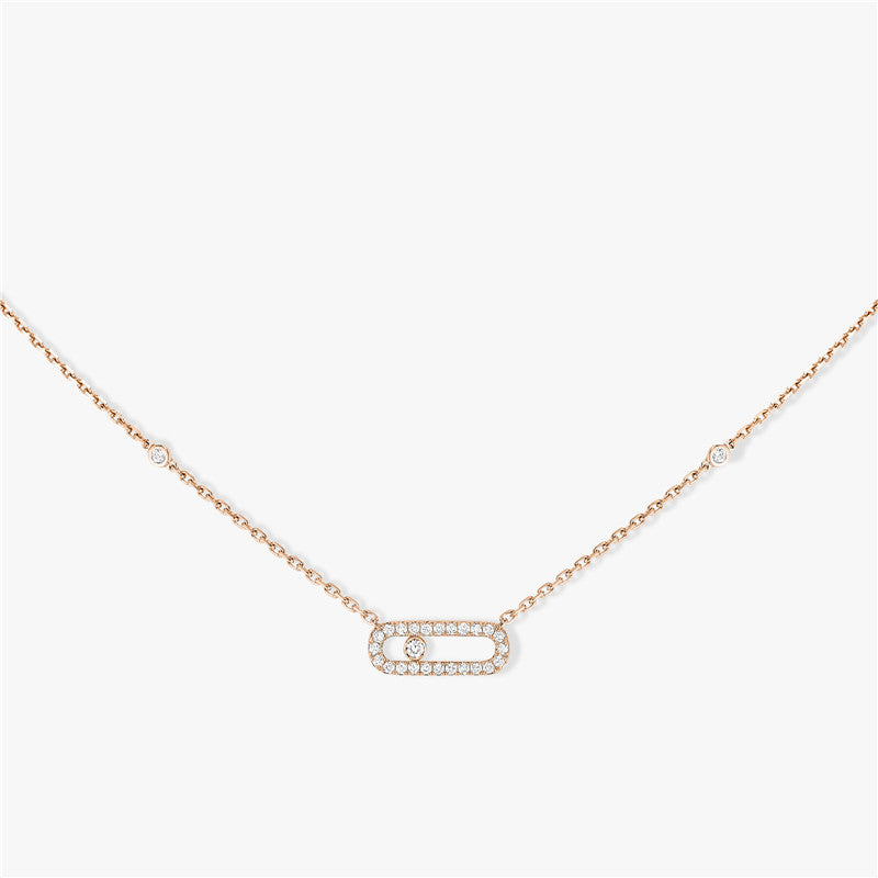 Rose Gold Simple Mobile Single Diamond Full Diamond Necklace
