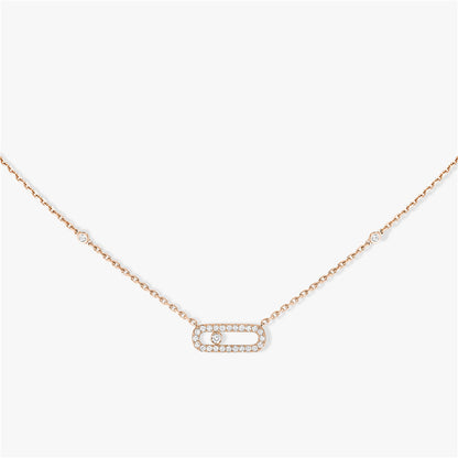 Rose Gold Simple Mobile Single Diamond Full Diamond Necklace