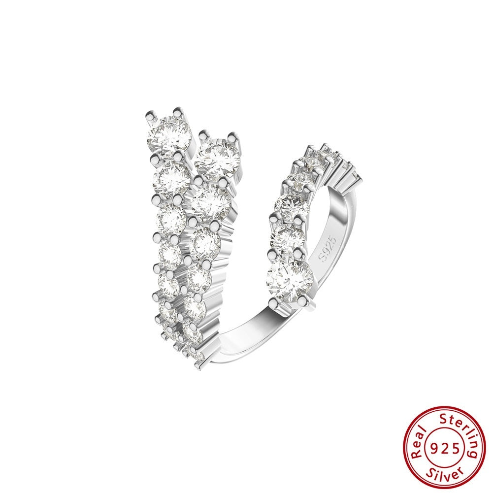 Double-row Ribbon Diamond-studded Ring