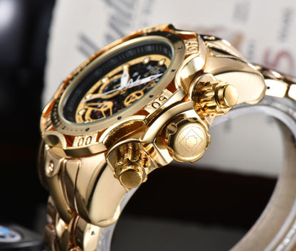 Quarzuhr mit hohlem Zifferblatt und Stahlarmband