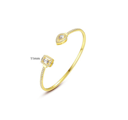 Simple copper inlaid zirconium banquet bracelet