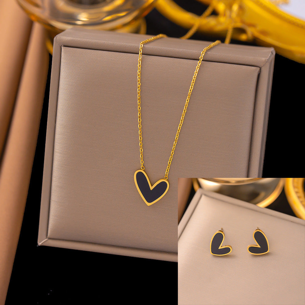 طقم مجوهرات نسائي من الستانلس ستيل مع أقراط