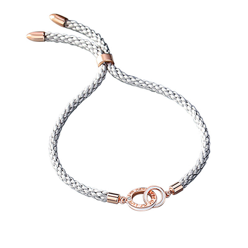 The New Double Ring Couple Bracelet Sterling Silver Korean Niche Interlocking Braided Bracelet