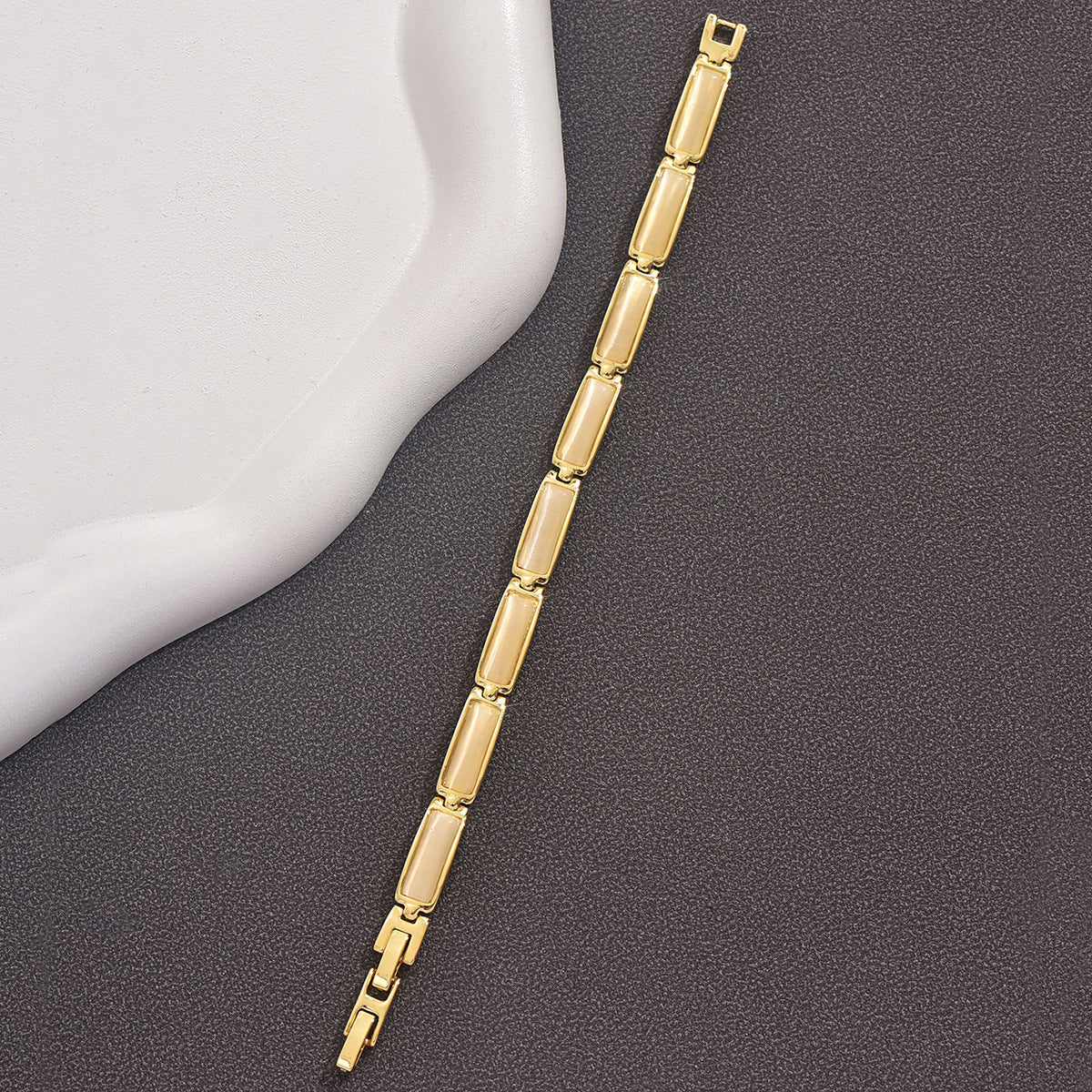 Geometric Rose Gold Opal Bracelet For Women