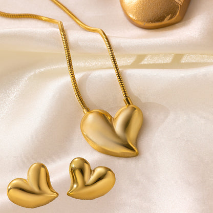 طقم مجوهرات نسائي من الستانلس ستيل مع أقراط