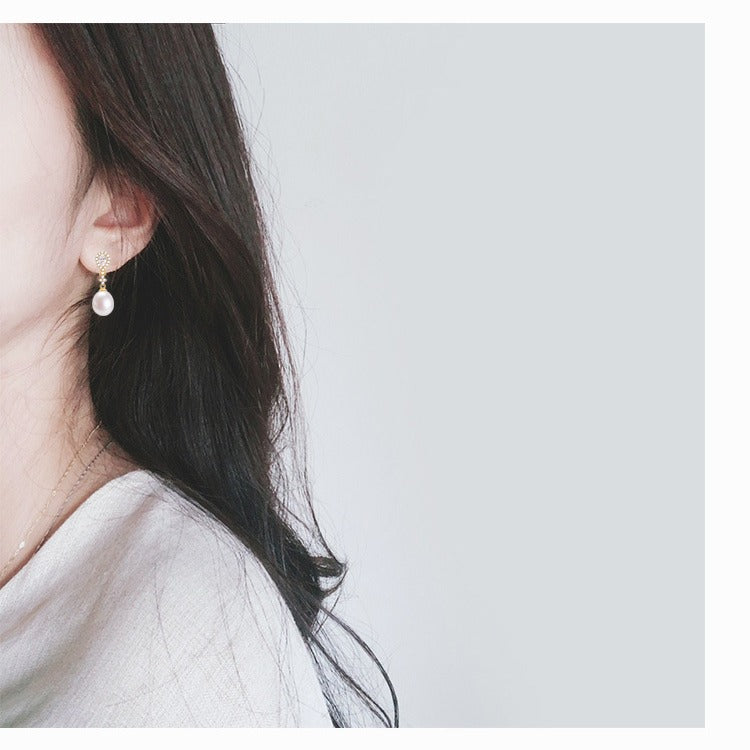 Pearl Earrings Female Affordable Luxury Style Advanced Micro Inlaid Zircon