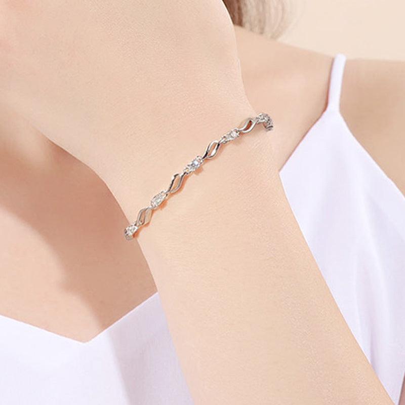 925 Sterling silver crystal love bracelet