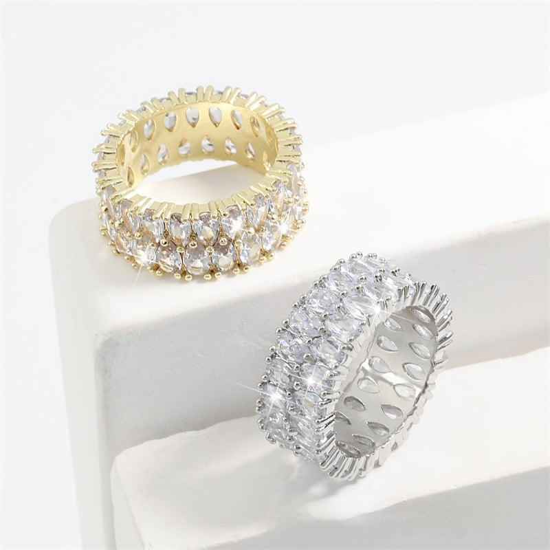 Irregular Gem With High Diamond And Full Ring