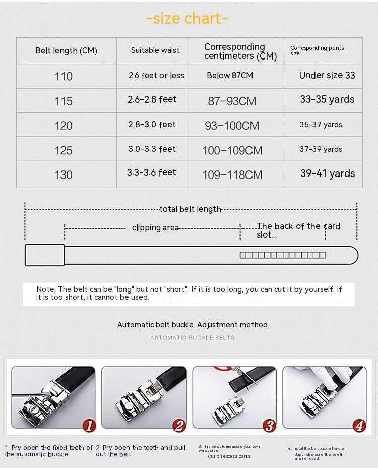 Men's Two-layer Cowhide Business Automatic Buckle Belt