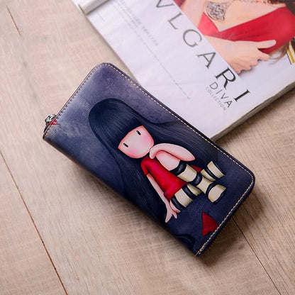 Women's long leather wallet handbags