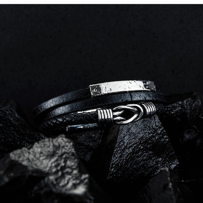 Stainless steel leather bracelet
