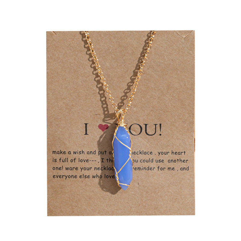 Men's And Women's Fashion Simple Copper Wire Hexagon Prism Necklace