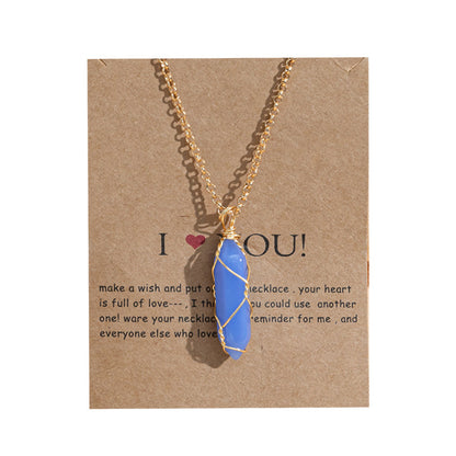 Men's And Women's Fashion Simple Copper Wire Hexagon Prism Necklace