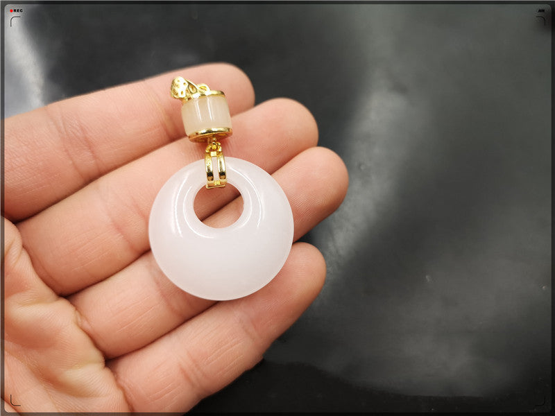 Gold Silk Jade Safe Buckle Inlaid Pendant