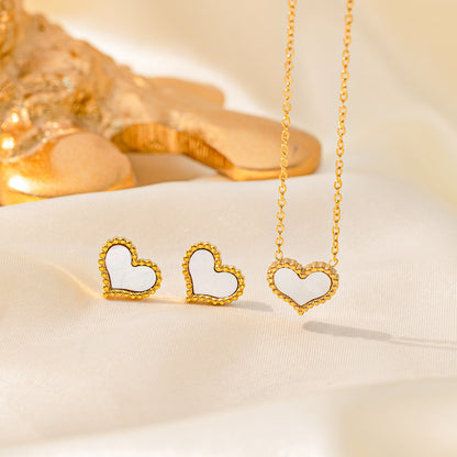 طقم مجوهرات نسائي من الستانلس ستيل مع أقراط