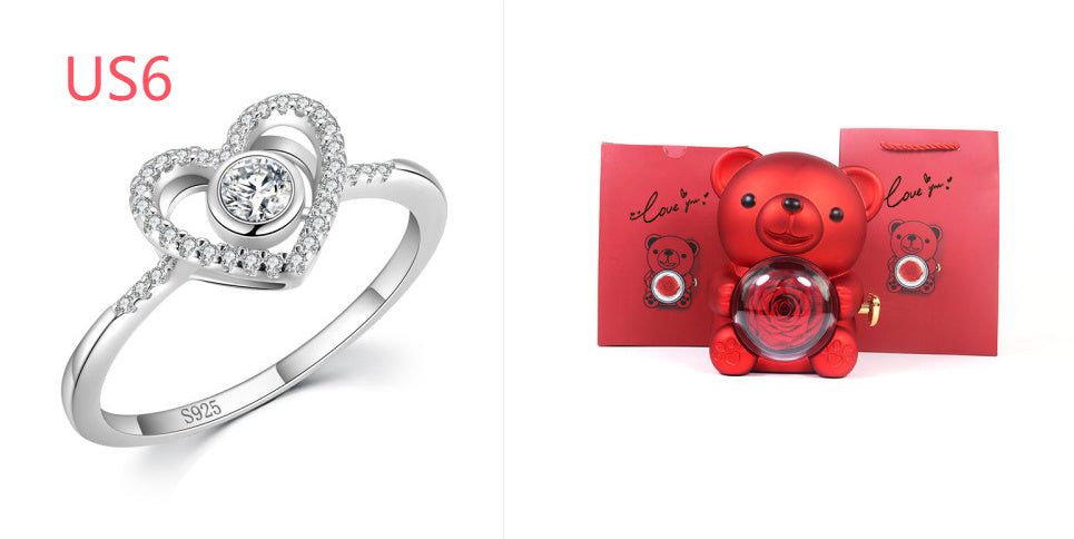 S925 Sterling Silver Love Full Diamond Ring