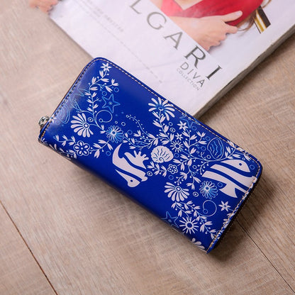 Women's long leather wallet handbags