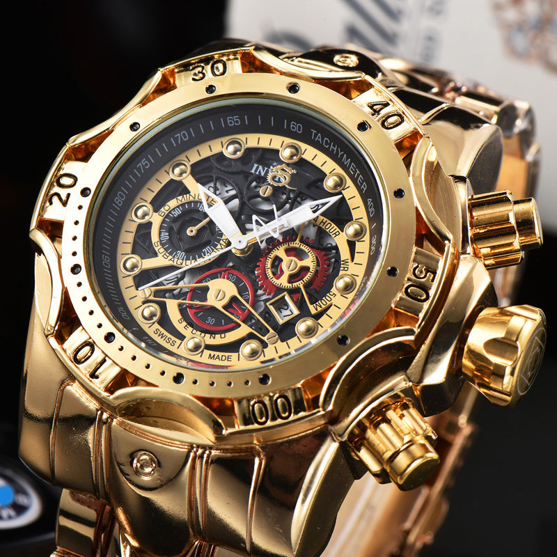 Quarzuhr mit hohlem Zifferblatt und Stahlarmband