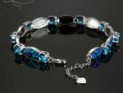 Copper Plated Silver Blue Opal  Bracelet AliExpress Hot Blast Bracelet