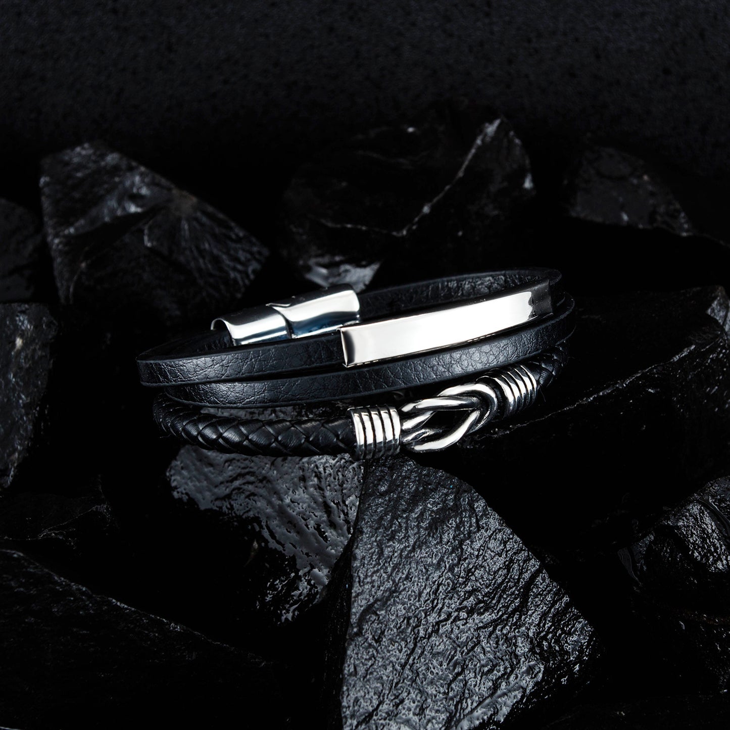 Stainless steel leather bracelet