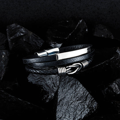 Stainless steel leather bracelet