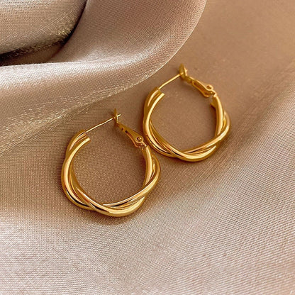 Female 2 Vintage Circle Earrings Special-interest Design Metal Earrings