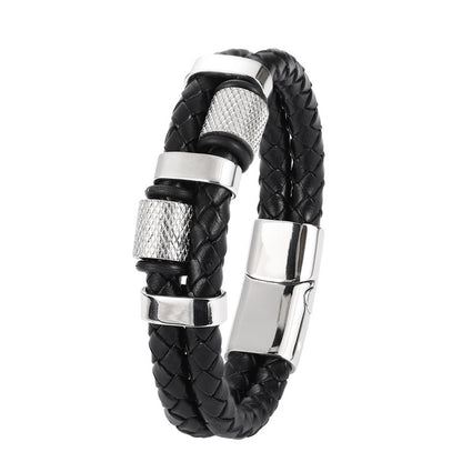 Explosive stainless steel magnet buckle leather bracelet
