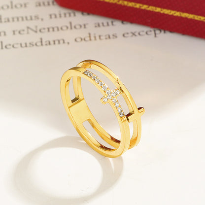 Men's And Women's Fashion Double-layer Cross Ring