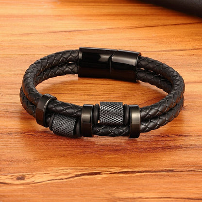 Explosive stainless steel magnet buckle leather bracelet