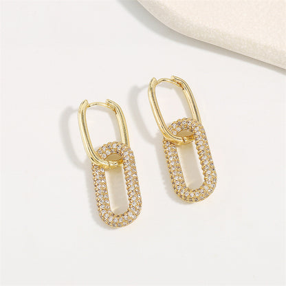 S925 Silver High-grade Diamond Oval Fashionable Earrings For Women