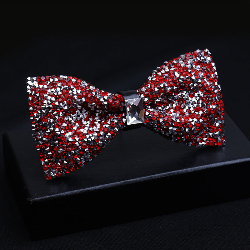 Fashionable Men's Shiny Diamond Bow Tie