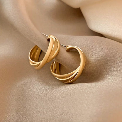 Female 2 Vintage Circle Earrings Special-interest Design Metal Earrings